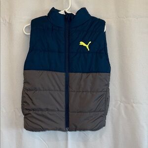 Kids Size 3/4 Puma Blue & Gray Puffer Vest